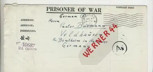 Gefangenen Post  v. 23. Dez. 1943  Nach Veldhausen --  Pastor Busmann (28111)