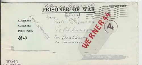 Gefangenen Post  v. 5. Nov. 1943  Nach Veldhausen --  Pastor Busmann (28112)