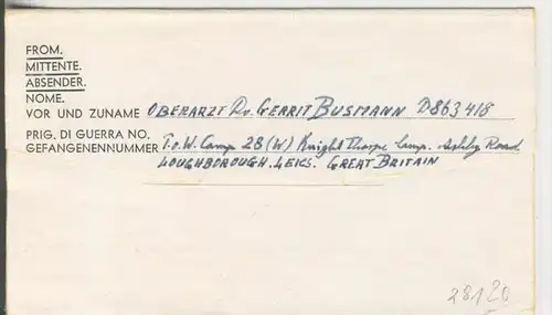 Gefangenen Post  v. 16. Febr. 1947   Nach Veldhausen --  Pastor Busmann (28120)