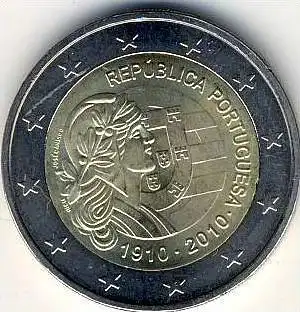2 Euro Gedenkmünze Portugal 2010 Portugiesische Republik   --- (1)