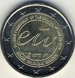 2 Euro Münze Belgien 2010 EU-Ratsp. Sondermünze  --- (4)