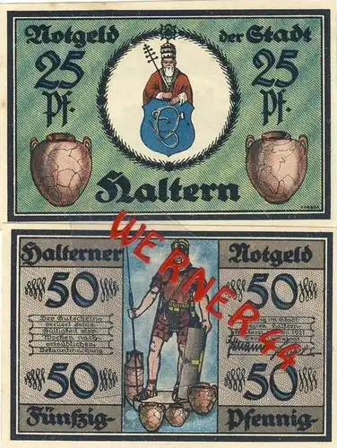 Städte Notgeldscheine - Banknoten während der Inflationszeit v. 1921 Haltern 25,50 Pfg.  "NOTGELD" (904)
