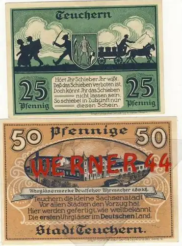 Städte Notgeldscheine - Banknoten während der Inflationszeit v. 1921 Teuchern 25,50 Pfg.  "NOTGELD" (917)