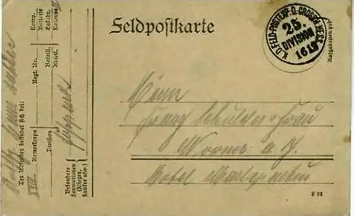 Feldpostkarte mit Feldpoststempel von 15.12.1914 - siehe Foto !!  (24588)