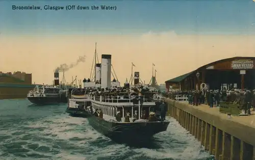 Glasgow v. 1914  Broomielaw mit Schiffe und und Schiff-Firma  (56646)