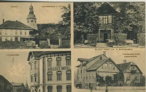Zeven v. 1923  Landratshaus,Lindenstrasse,-Müllers Hotel. Grote`s Hotel, Inh. M. Schüttenberg  (57218)