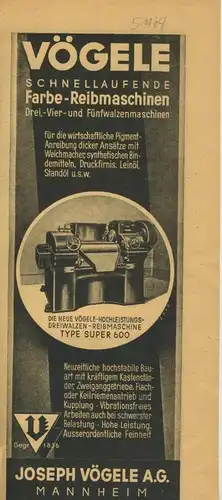 Zeitungs-Werbung v.1941  Siemen & Hirsch-Itzehoe, J. Vögele-Mannheim  (51164)