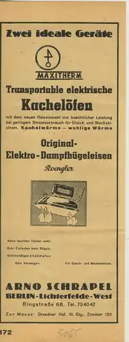 Zeitungs-Werbung v.1941  Tafelglashütten-Frankfurt a. Main, Arno Schrapel-Berlin  (51165)