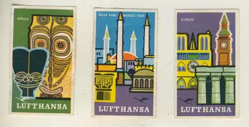 Lufthansa - 3 Werbemarken,Europe,Africa,Near and Middle East  (51310)