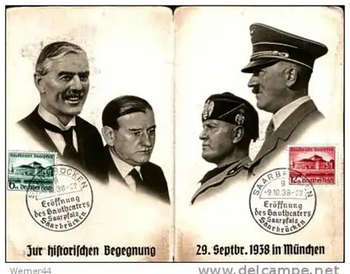 Zur historischen Begegnung 29. Sept. 1938 in München  --  siehe Foto !!(9388-011)
