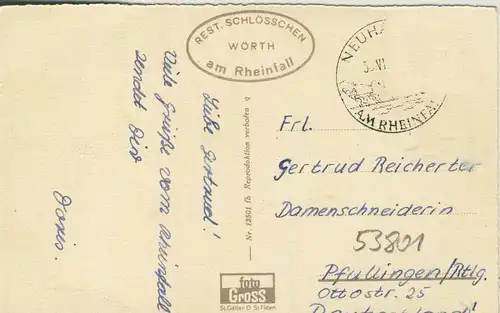 Neuhausen am Rheinfall v. 1953  Rheinfall und das Schlösschen Wörth ( schöne AK ) (53801)