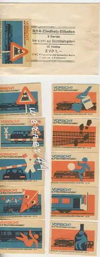 Reichsbahn v. 1964 DDR-Zündholz-Etiketten -- 1 Serie = 10 Stück - siehe Foto!! (53981-040)