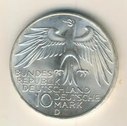 Silbermünze 10 DM, Olympische Spiele 1972 München, Prägestätte D  (1)