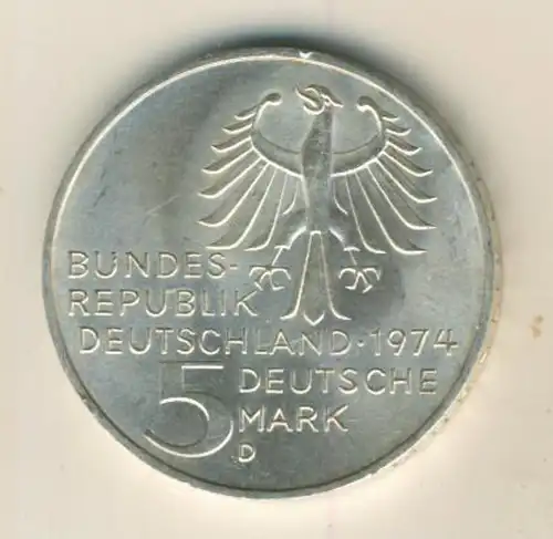 Silber - Gedenkmünze 5 D-Mark Immanuel Kant 1724-1804 1974 D    (15)