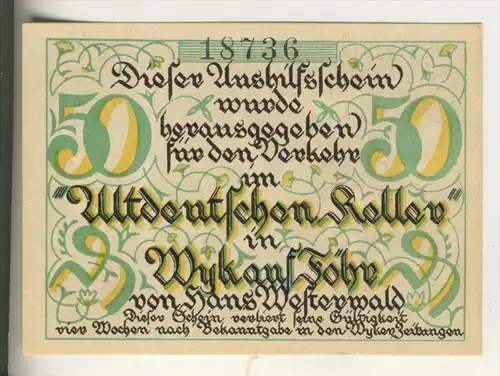 Wyk auf Föhr, ohne Datum, 50 Pfennig ( AUSHILFSSCHEIN )  (005)