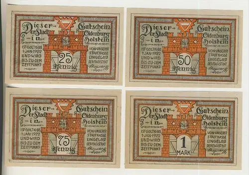 Oldenburg in Holstein,1. Jan. 1922, 25,50,75 Pfennig + 1 Mark   ( GUTSCHEIN )  (011)