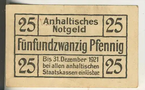 Dessau,1. April 1920, 25 Pfennig  ( GUTSCHEIN )  (014)