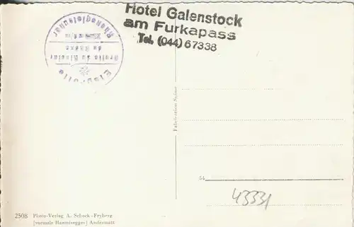 Furkapass v. 1960  Hotel Galenstock  (43331)