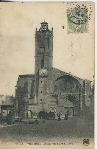 Toulouse v. 1904  Cathedrale Saint Etienne mit 2 Pferdekutschen   (43431)
