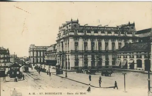 Bordeaux v. 1914  Bahnhof Midi mit Pferdekutschen  (43465)