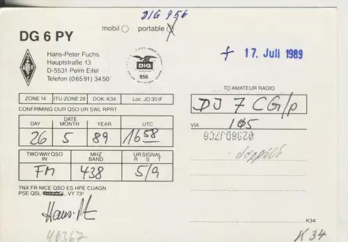 Daun / Eifel v. 1989  DG6PY/P  (46367)