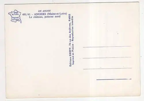 [Ansichtskarte] FRANCE - Angers - Chateau - poterne nord. 