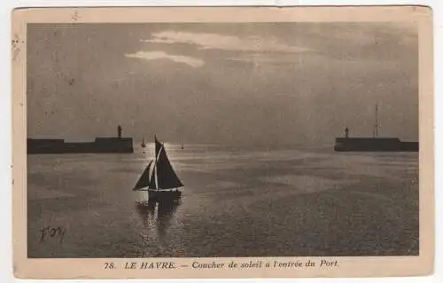 [Ansichtskarte] FRANCE - Le Havre - Coucher de soleil à léntrée du Port. 