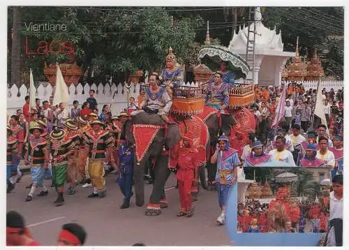 [Ansichtskarte] LAOS - Vientiane - the Celebration Parade of King Fa Ngum the Great. 