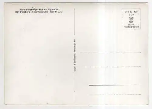 [Ansichtskarte] GERMANY - Feldberg im Schwarzwald - Hotel Feldberger Hof mit Alpensicht. 