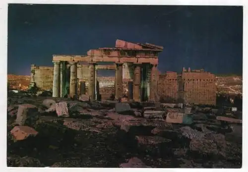 [Ansichtskarte] GREECE -  Athen - Propyläen mit Vollmond. 