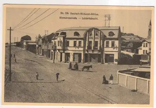 [Ansichtskarte] Deutsch-Südwest-Afrika - Lüderitzbucht - Bismarckstraße  - moderne Reproduktion aus Swakopmund / Namibia. 