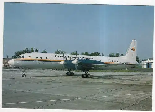 [Ansichtskarte] FLUGZEUG - German European Airlines - Ilyushin 18V at Berlin Schönefeld. 