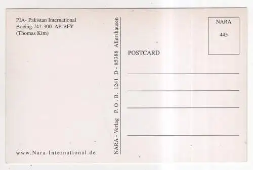 [Ansichtskarte] FLUGZEUG - PIA - Pakistan International - Boeing 747-300. 
