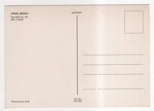 [Ansichtskarte] FLUGZEUG - Ural Aviali - Ilyushin IL-18. 