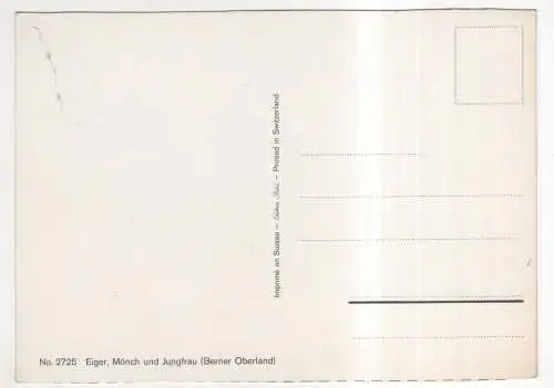 [Ansichtskarte] SWITZERLAND - Eiger - Mönch - Jungfrau. 