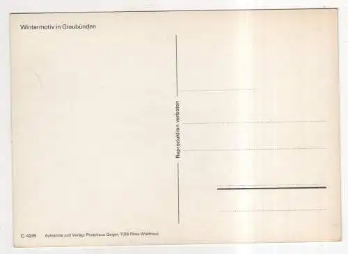 [Ansichtskarte] SWITZERLAND - Graubünden - Wintermotiv. 