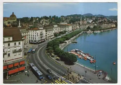 [Ansichtskarte] SWITZERLAND - Luzern - Schweizerhofquai und Hofkirche. 