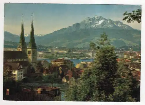 [Ansichtskarte] SWITZERLAND - Luzern - Hofkirche uns Seebucht mit Pilatus. 