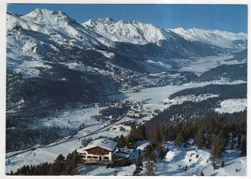 [Ansichtskarte] SWITZERLAND - Bergrestaurant Hahnensee mit Blick ins Oberengadin. 