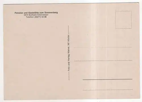 [Ansichtskarte] GERMANY - Boffzen / Oberweser - Pension und Gaststätte zum Sommerberg. 