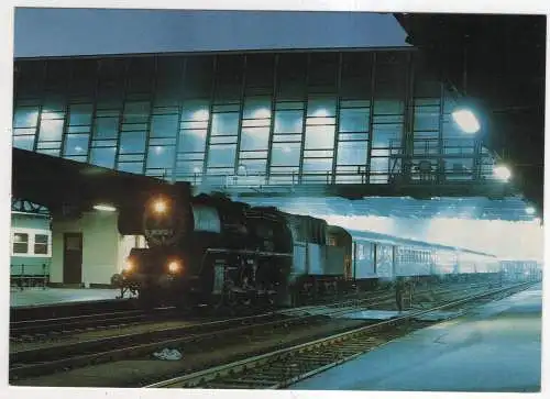 [Ansichtskarte] EISENBAHN - Güterzug-Dampflokomotive 50 3673 im Chemnitzer Hauptbahnhof. 