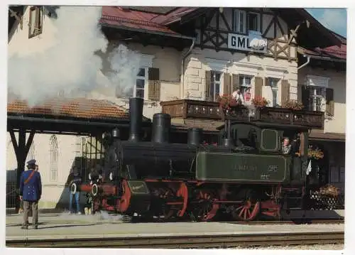 [Ansichtskarte] EISENBAHN - BLV - Dampflokomotive J.A. Maffei im Bahnhof Gmund. 