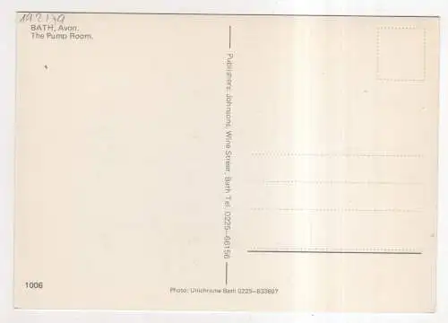 [Ansichtskarte] ENGLAND - Bath - The Pump Room. 