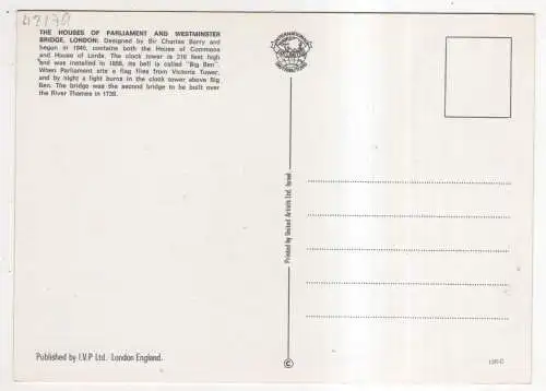[Ansichtskarte] ENGLAND - London - The Houses of Parliament and Westminster Bridge. 