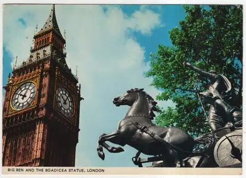 [Ansichtskarte] ENGLAND - London - Big Ben and Boadicea Statue. 