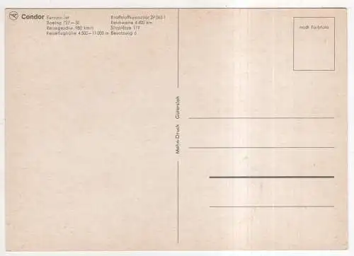 [Ansichtskarte] AIRPLANE / FLUGZEUG - Condor - Boeing 727-30. 