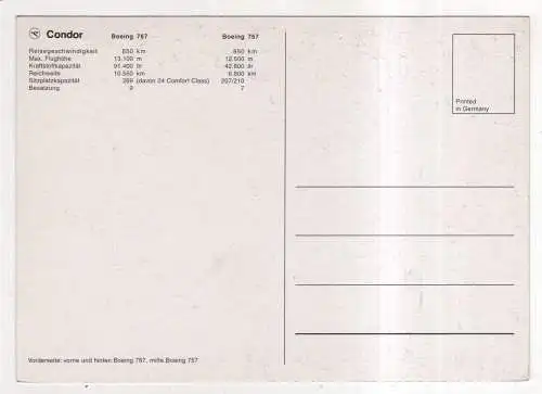 [Ansichtskarte] AIRPLANE / FLUGZEUG - Condor - Boeing 767. 