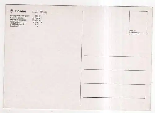 [Ansichtskarte] AIRPLANE / FLUGZEUG - Condor - Boeing 757-300. 