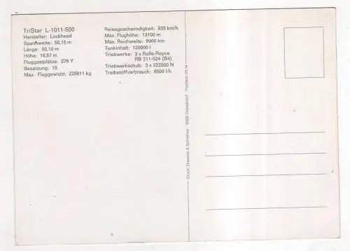 [Ansichtskarte] AIRPLANE / FLUGZEUG - LTU TriStar L-1011-500. 