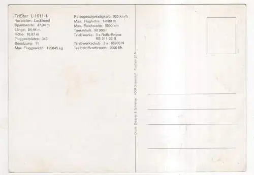 [Ansichtskarte] AIRPLANE / FLUGZEUG - LTU Tristar L-1011-1. 